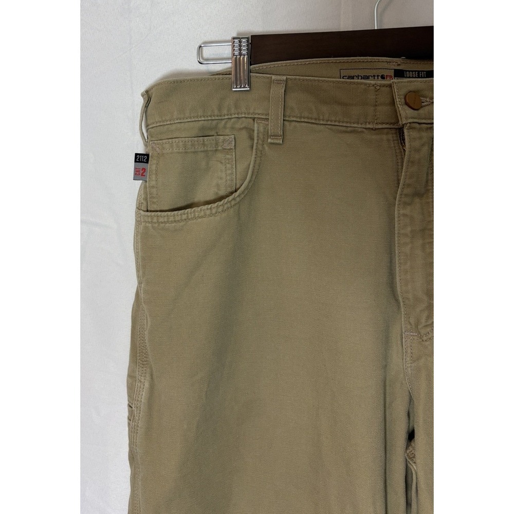 Carhartt FR Pants Mens 38x32 Beige Flame Resistant Canvas Work Carpenter CAT 2 - Picture 5 of 16